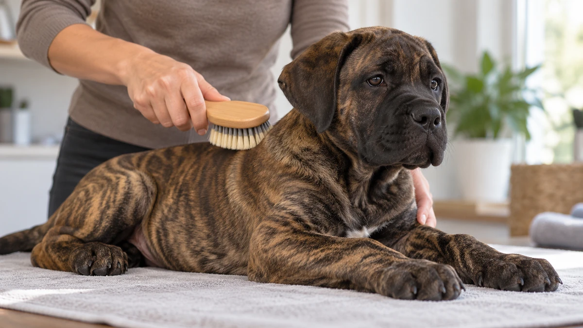 Presa Canario yavru köpek — tüy bakımı ve fırçalama